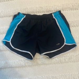 Champion C9 athletic shorts black turquoise running panties pocket women size XS